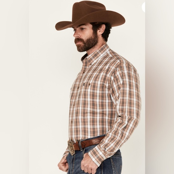 COPY - GEORGE STRAIT BY WRANGLER MEN'S PLAID LONG SLEEVE BUTTON-DOWN WESTERN SH… - Picture 4 of 4